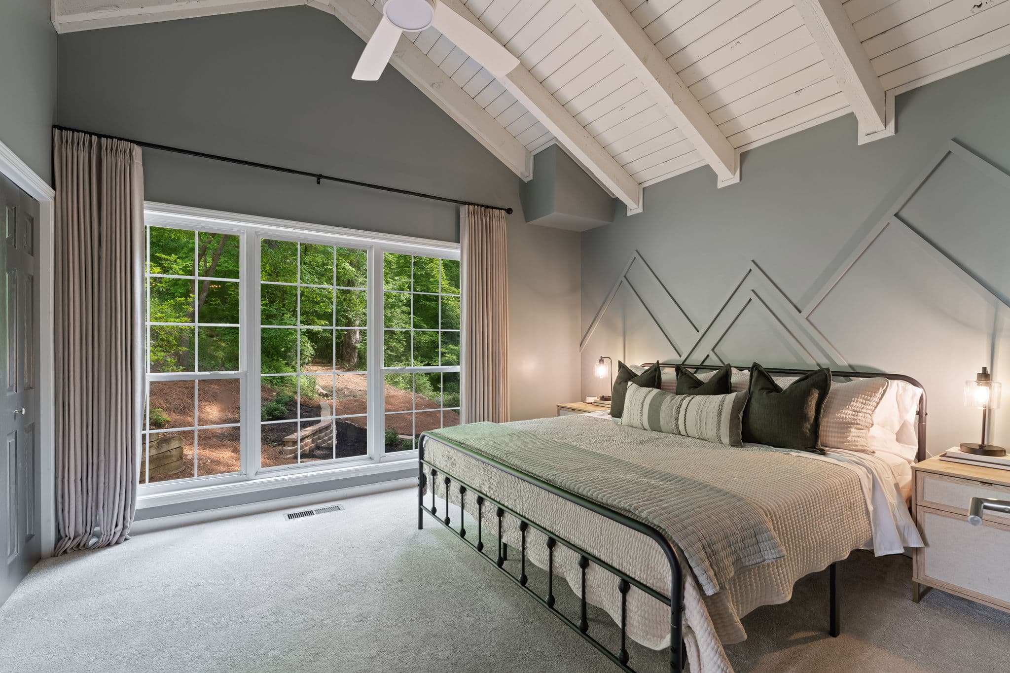 Sage green King bedroom suite at Falling Water